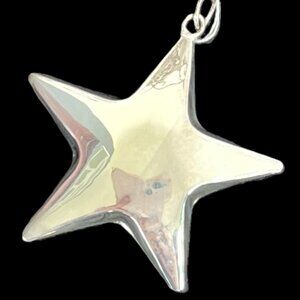 🆕🌟 Large Sterling Silver Double Sided Puffy Star Pendant | 4.8g | Vintage